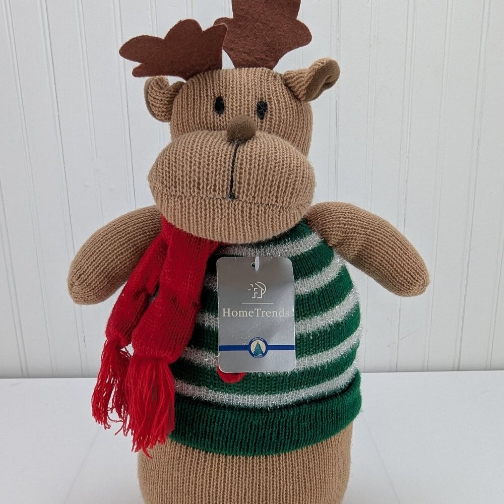 HomeTrends Reindeer Plush 14" Stuffed Animal Holiday Sweater Knits Walmart Tags